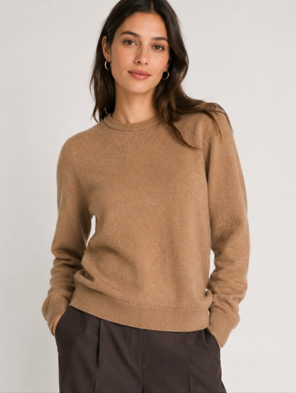 Club Monaco Women's Wool Crewneck Sweater - Camel Brown Size S/P